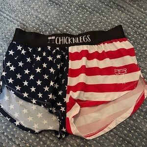 ChicknLegs Women's Patriotic Athletic Shorts - Red, White, and Blue